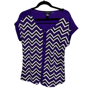 Adele & May Purple and White Zigzag Blouse